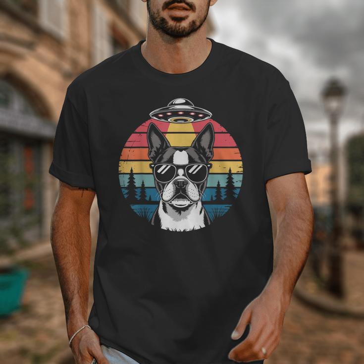 Boston Terrier UFO Alien Boston Terrier Dog Mom Dad Unisex T-Shirt, Couple Gifts, Mom Gifts, Boston Terrier Dad Gifts, Boston Terrier Mom Gifts, funny design