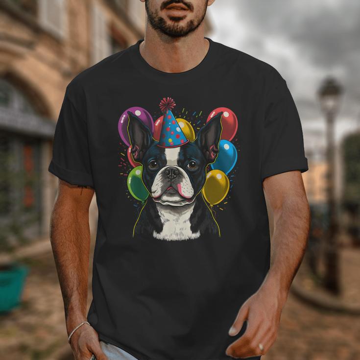 Celebration Event Birthday Party Boston Terrier Unisex T-Shirt, funny design