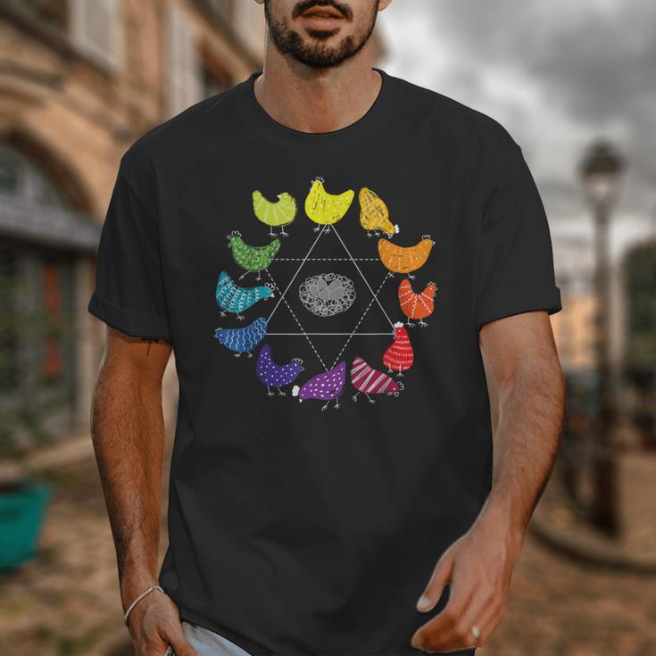 Chicken Themed Color Wheel Educational Art Teacher Artist Men Women Girls Kids Unisex T-Shirt, funny design