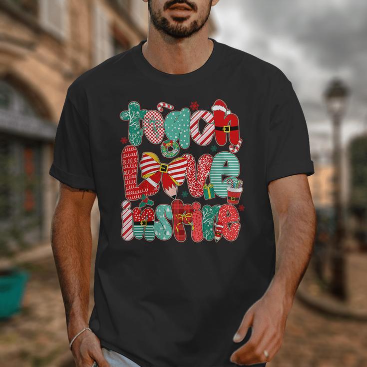 Christmas Coquette Bow Teacher Teach Love Inspire Unisex T-Shirt, funny design