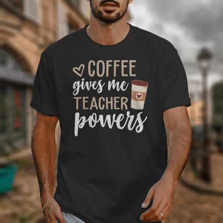 Coffee Gives Me Teacher Powers Teacher Unisex T-Shirt, funny design Coffee Gives Me Teacher Powers Teacher Unisex T-Shirt, funny design