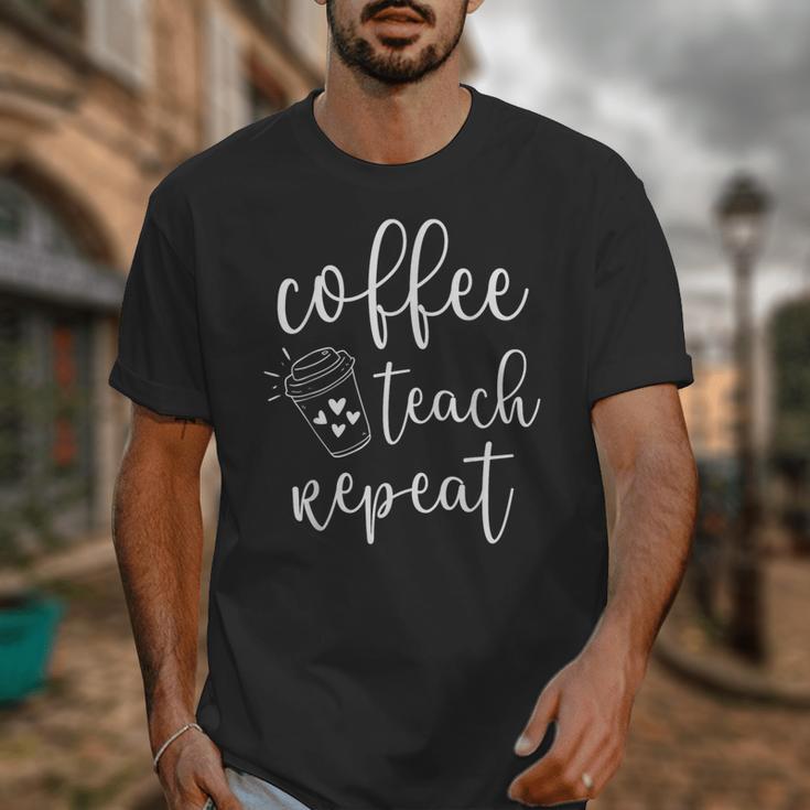 Coffee Teach Repeat Cute Costume Teacher Coffee Lover Unisex T-Shirt, funny design