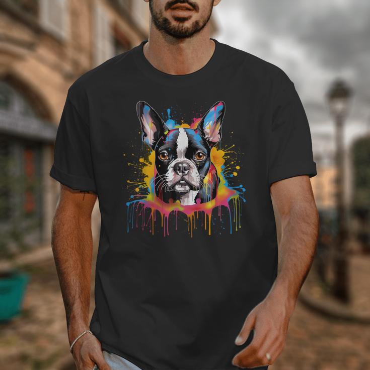 Colorful Boston Terrier Dog For Men Women Kids Unisex T-Shirt, funny design
