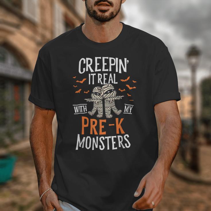 Creepin It Real Pre-K Monsters Halloween Preschool Teacher Unisex T-Shirt, funny design Creepin It Real Pre-K Monsters Halloween Preschool Teacher Unisex T-Shirt, funny design