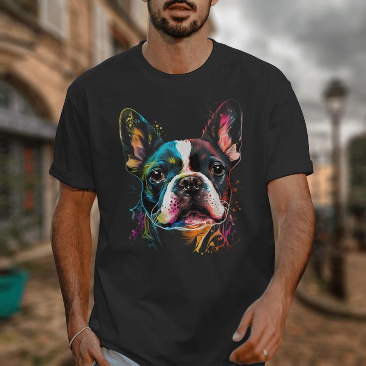 Cute Boston Terrier Puppy Dog Art Lover Unique Painting For Men Women Kids Unisex T-Shirt, funny design