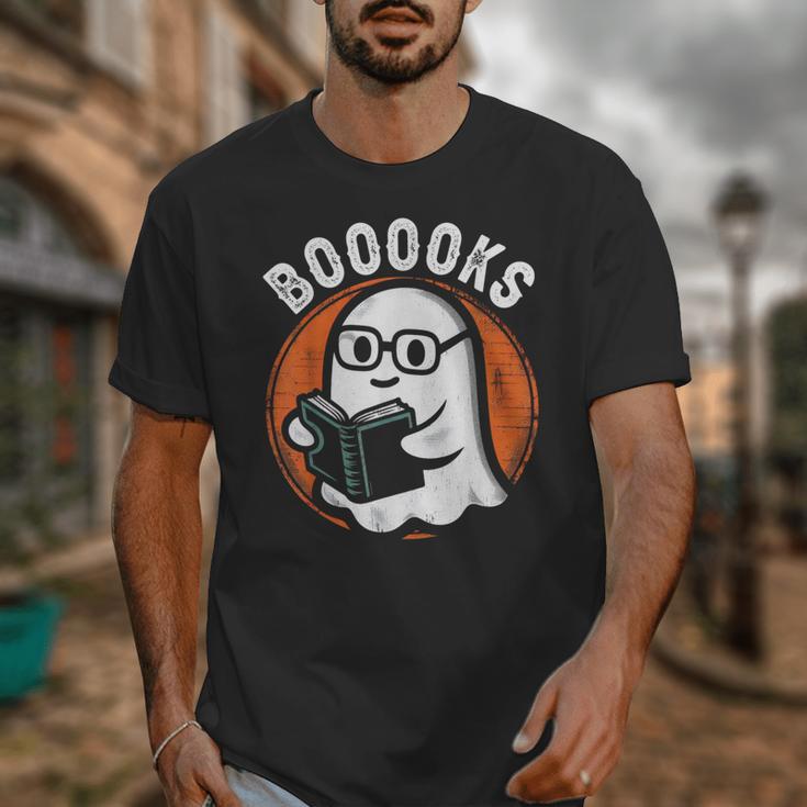 Cute Ghost Book Reading Books Lover Retro Halloween Teacher Unisex T-Shirt, funny design