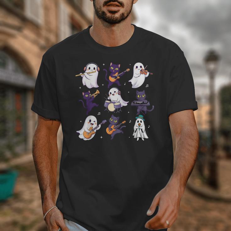 Cute Ghost Cat Playing Musical Halloween Music Teacher Unisex T-Shirt, funny design Cute Ghost Cat Playing Musical Halloween Music Teacher Unisex T-Shirt, funny design