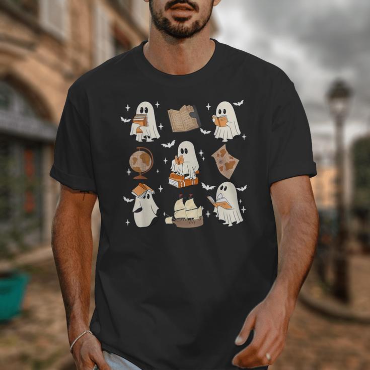 Cute Ghosts Reading Book Bookworm Halloween History Teacher Unisex T-Shirt, History Teacher Gifts, funny design