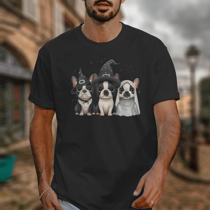 Cute Halloween Boston Terrier Dogs Witch Hat Ghost Dog For Men Women Kids Unisex T-Shirt, Boston Terrier Ghost Gifts, Boston Terrier Halloween Gifts, funny design