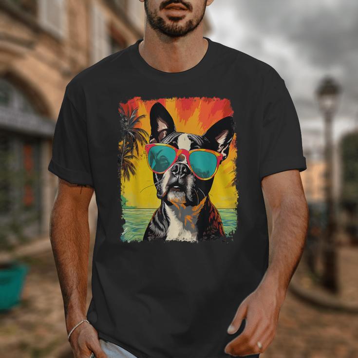 Dog Boston Terrier Hawaiian Unisex T-Shirt, funny design