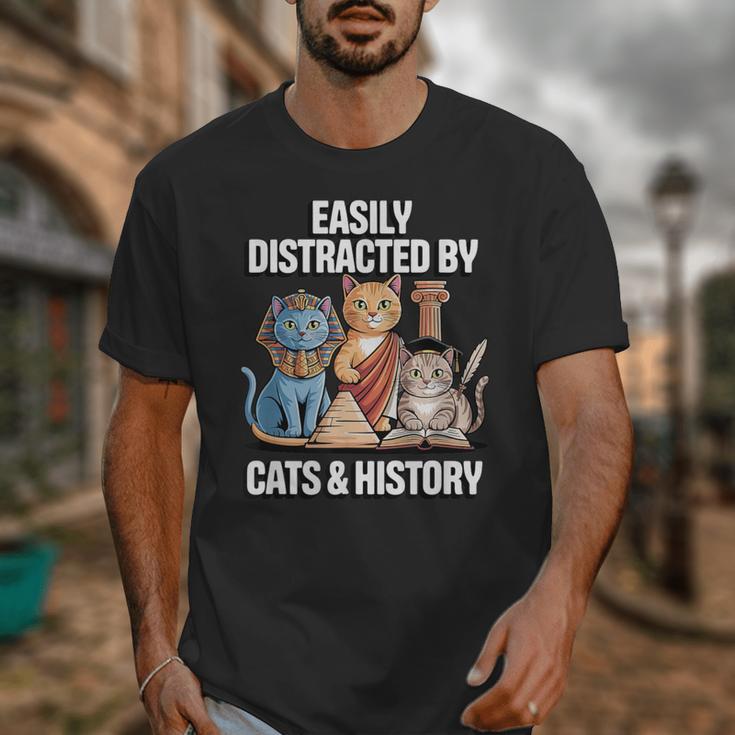 Easily Distracted By Cats & History Teacher Women Men Unisex T-Shirt, History Teacher Gifts, funny design Easily Distracted By Cats & History Teacher Women Men Unisex T-Shirt, History Teacher Gifts, funny design