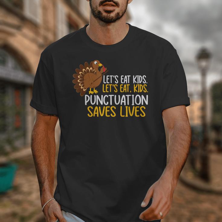 Lets Eat Kids Punctuation Turkey Thanksgiving Teacher Unisex T-Shirt, funny design Lets Eat Kids Punctuation Turkey Thanksgiving Teacher Unisex T-Shirt, funny design