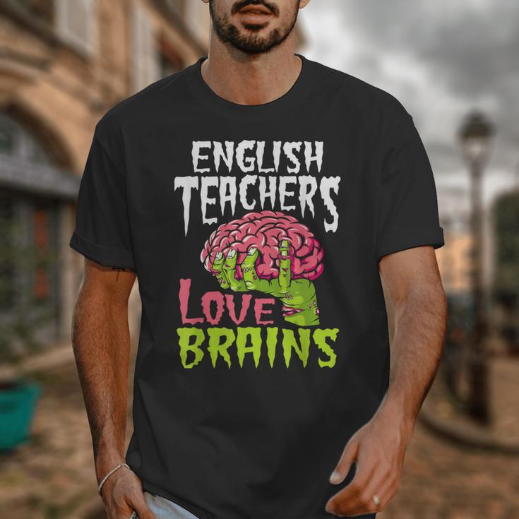 English Teachers Love Brains Zombie Teacher School Halloween Unisex T-Shirt, English Teacher Gifts, funny design