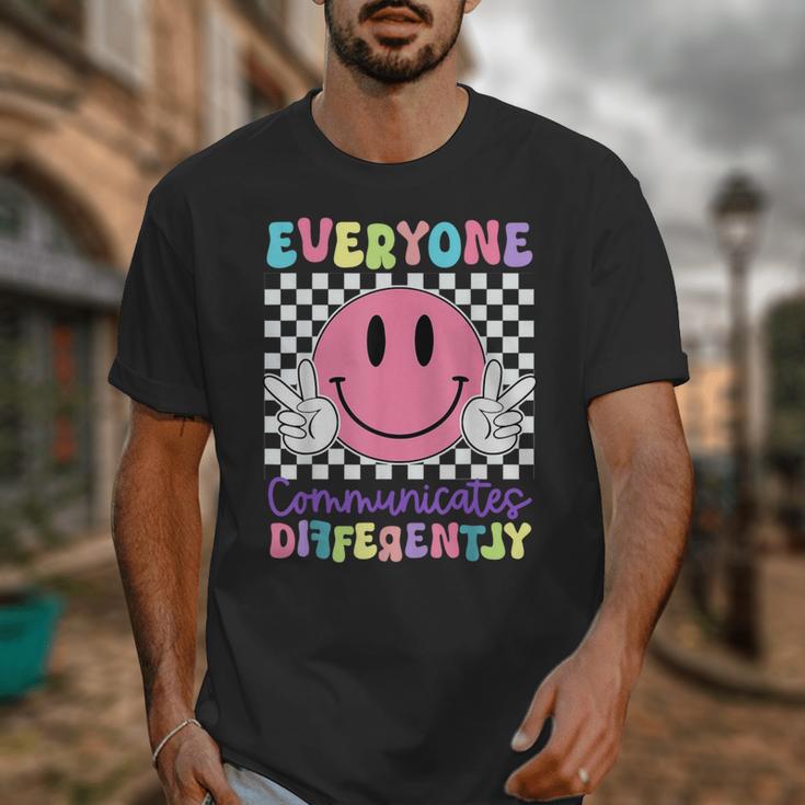 Everyone Communicates Differently Autism Awareness Teacher Unisex T-Shirt, funny design