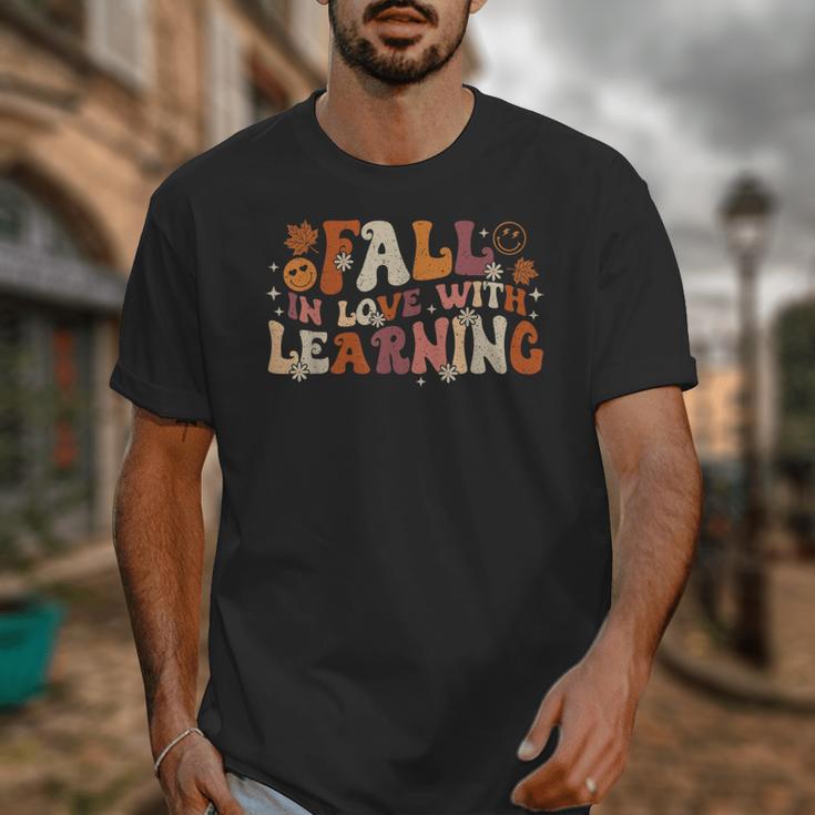 Fall In Love With Learning Autum Thanksgiving Teacher Kids Unisex T-Shirt, funny design