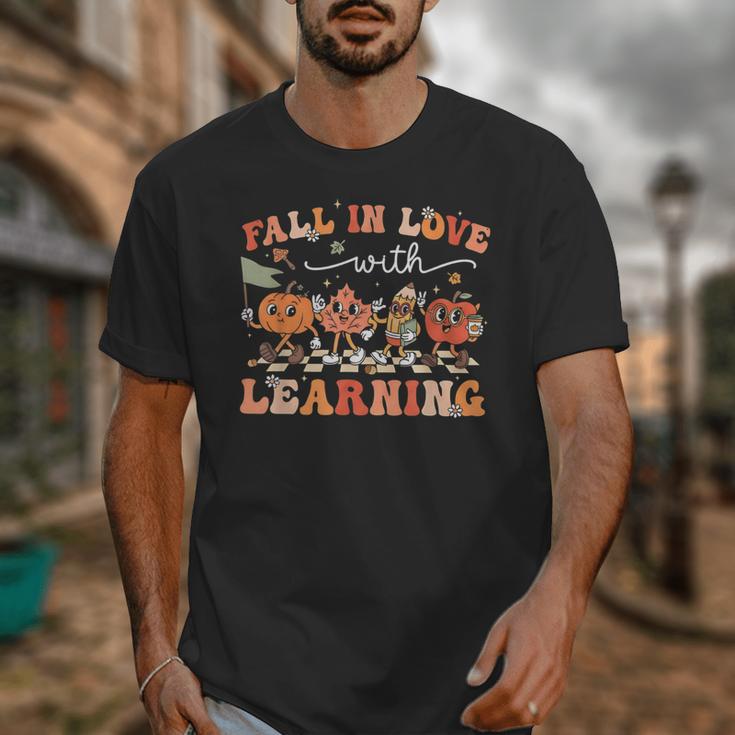 Fall In Love With Learning Autumn Teacher Thanksgiving Unisex T-Shirt, funny design