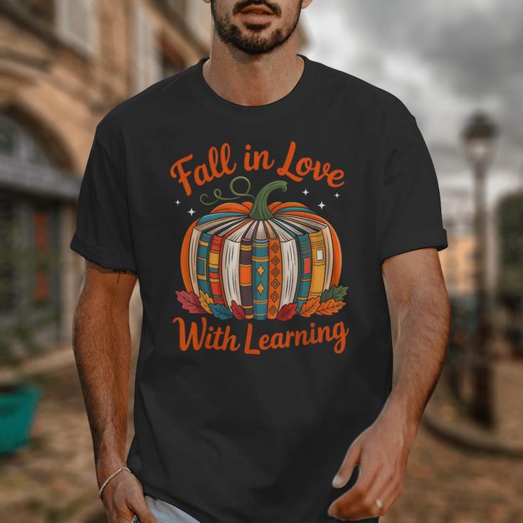 Fall In Love With Learning Book Lover Autumn Pumpkin Teacher Unisex T-Shirt, funny design Fall In Love With Learning Book Lover Autumn Pumpkin Teacher Unisex T-Shirt, funny design