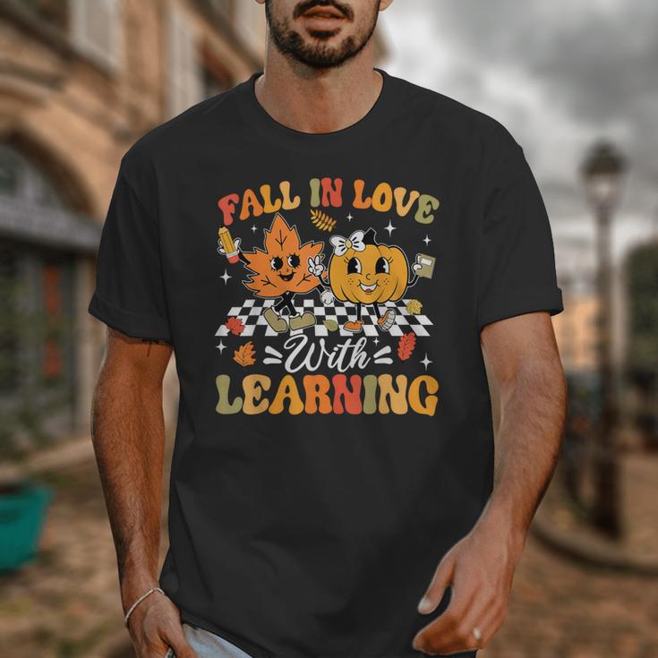 Fall In Love With Learning Fall Teacher Thanksgiving Retro Unisex T-Shirt, funny design Fall In Love With Learning Fall Teacher Thanksgiving Retro Unisex T-Shirt, funny design