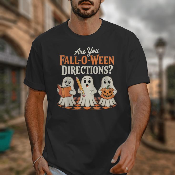 Are You Fall O Ween DirectionsRetro Teacher Halloween Ghost Unisex T-Shirt, funny design Are You Fall O Ween DirectionsRetro Teacher Halloween Ghost Unisex T-Shirt, funny design