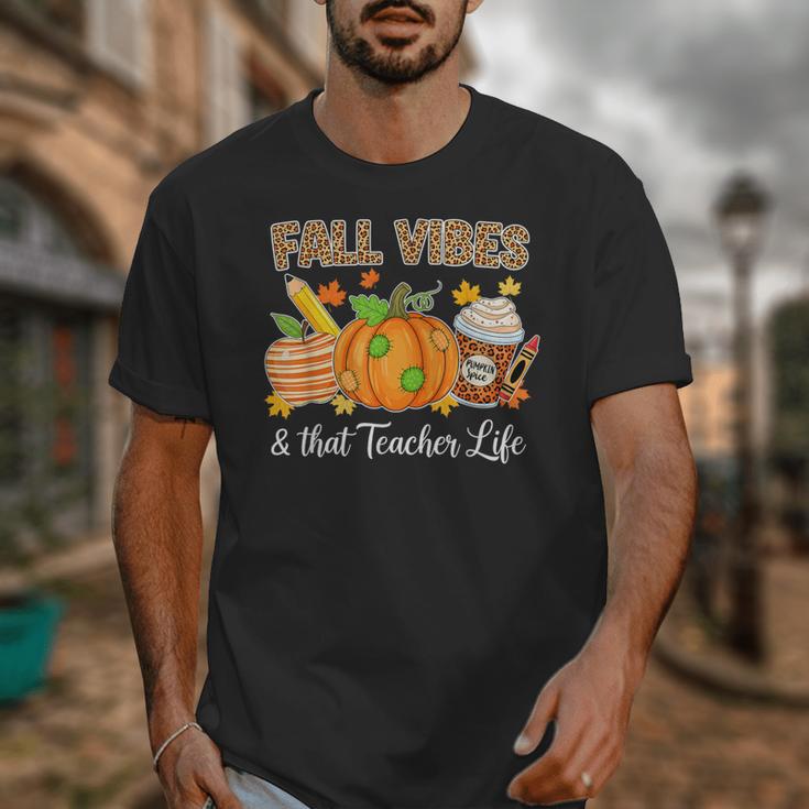 Fall Vibes And That Teacher Life Autumn Thanksgiving Unisex T-Shirt, funny design
