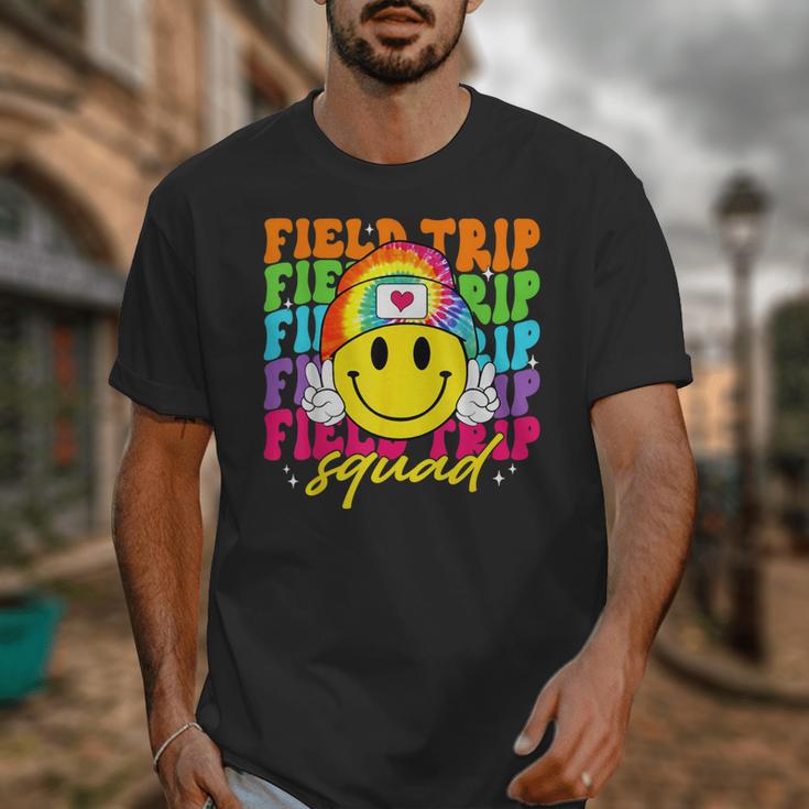 Field Trip Squad Groovy Field Day Smile Face Teacher Tie Dye Unisex T-Shirt, Groovy Teacher Gifts, funny design Field Trip Squad Groovy Field Day Smile Face Teacher Tie Dye Unisex T-Shirt, Groovy Teacher Gifts, funny design