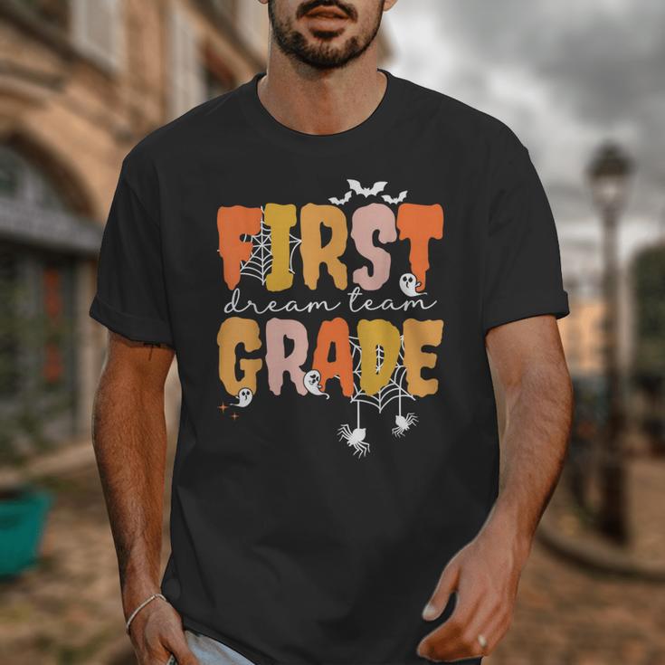 First Grade Dream Retro Team Fall Halloween Spooky Teachers Unisex T-Shirt, First Grade Teacher Gifts, funny design First Grade Dream Retro Team Fall Halloween Spooky Teachers Unisex T-Shirt, First Grade Teacher Gifts, funny design