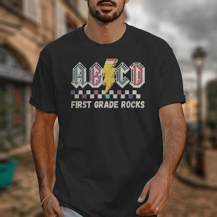 First Grade Rocks Teachers Back To School ABCD Rock Students Unisex T-Shirt, First Grade Teacher Gifts, funny design First Grade Rocks Teachers Back To School ABCD Rock Students Unisex T-Shirt, First Grade Teacher Gifts, funny design