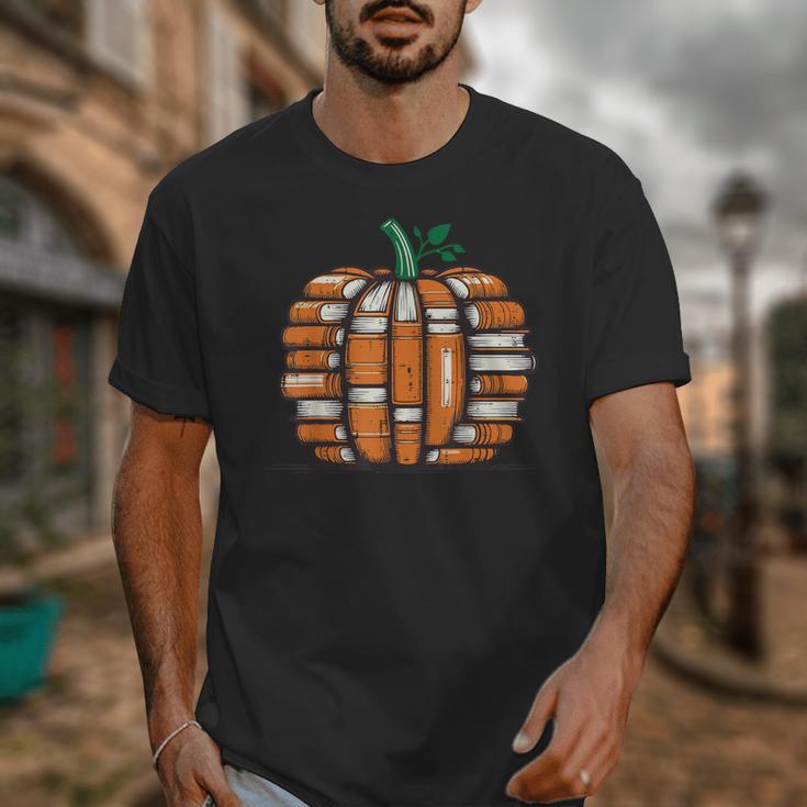 Halloween Books Pumpkin Reading Teacher Fall Men Women Unisex T-Shirt, funny design