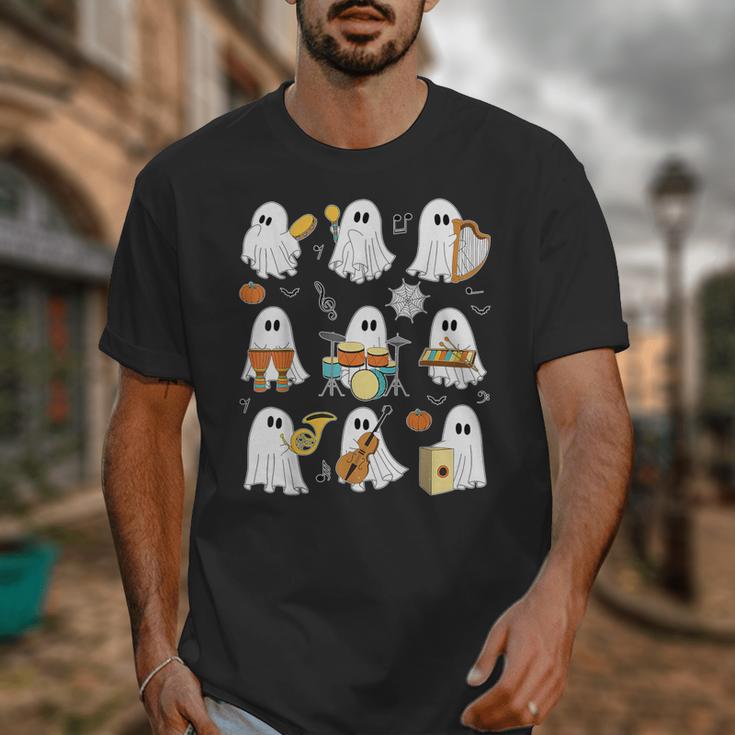 Halloween Ghost Music Teacher Playing Instruments Unisex T-Shirt, funny design Halloween Ghost Music Teacher Playing Instruments Unisex T-Shirt, funny design