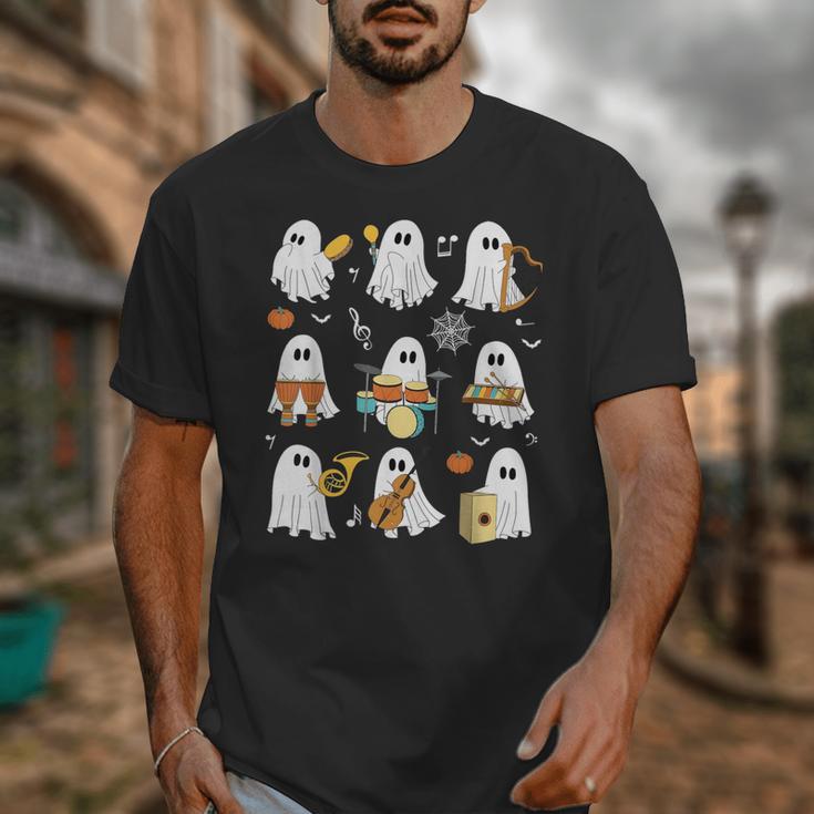 Halloween Ghost Playing Musical Instruments Music Teacher Unisex T-Shirt, funny design Halloween Ghost Playing Musical Instruments Music Teacher Unisex T-Shirt, funny design
