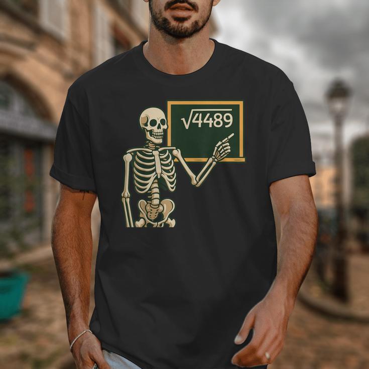 Halloween Skeleton 67 Meme Square Root 4489 Math Teacher Unisex T-Shirt, funny design