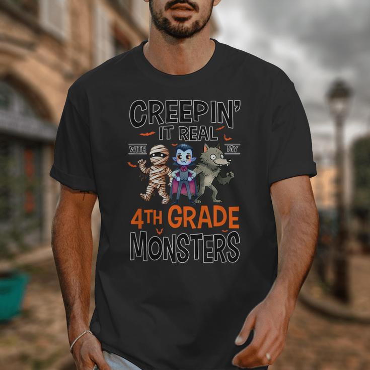 Halloween Teacher Creepin It Real With My 4th Grade Monsters Unisex T-Shirt, 4th Grade Teacher Gifts, funny design Halloween Teacher Creepin It Real With My 4th Grade Monsters Unisex T-Shirt, 4th Grade Teacher Gifts, funny design