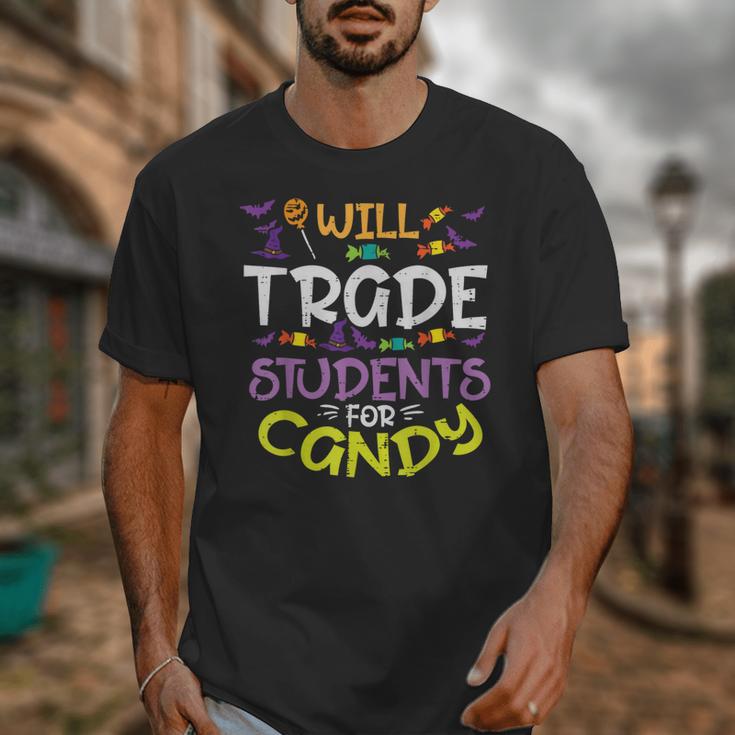 Halloween Teacher Will Trade Students For Candy Women Men Unisex T-Shirt, funny design