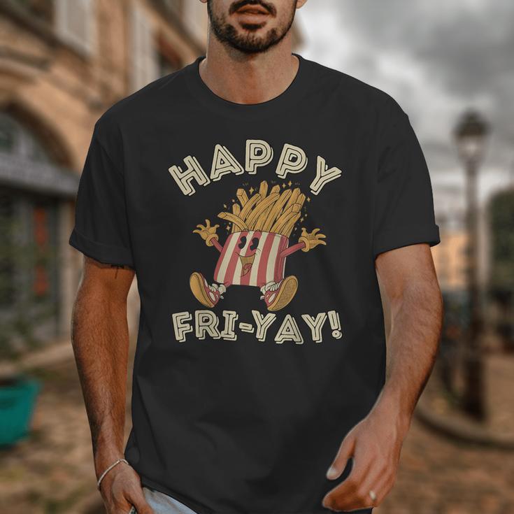 Happy Fri Yay Retro French Fries Friday Lovers Fun Teacher Unisex T-Shirt, funny design