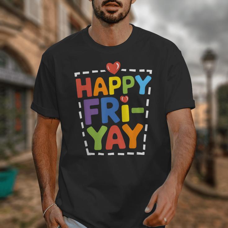 Happy Fri-Yay Teacher Life Weekend Pun Happy Friday Unisex T-Shirt, funny design