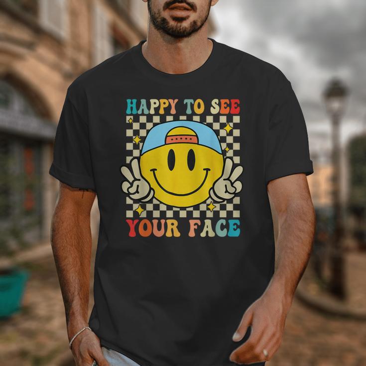 Happy To See Your Face Hippie Smile Back To School Teachers Unisex T-Shirt, funny design Happy To See Your Face Hippie Smile Back To School Teachers Unisex T-Shirt, funny design