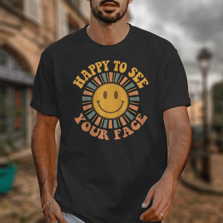 Happy To See Your Face Retro Happy Teacher Back To School Unisex T-Shirt, funny design Happy To See Your Face Retro Happy Teacher Back To School Unisex T-Shirt, funny design