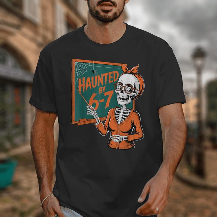 Haunted By 6-7 Six Seven 67 Math Teacher Halloween Skeleton Unisex T-Shirt, funny design Haunted By 6-7 Six Seven 67 Math Teacher Halloween Skeleton Unisex T-Shirt, funny design