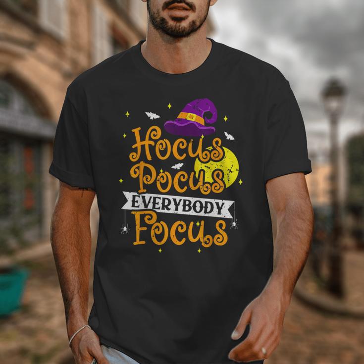 Hocus Pocus Everybody Focus Halloween Teacher Men Women Kids Unisex T-Shirt, funny design