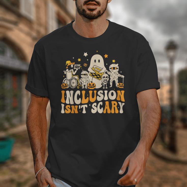 Inclusion Isn't Scary Mummy Boo Ghost Halloween SLP Teacher Unisex T-Shirt, funny design Inclusion Isn't Scary Mummy Boo Ghost Halloween SLP Teacher Unisex T-Shirt, funny design