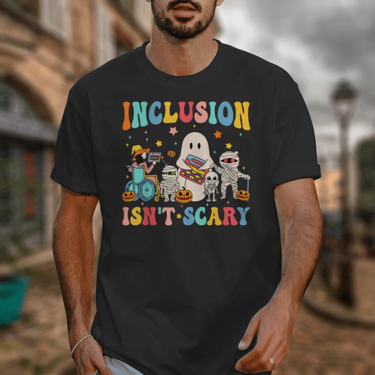 Inclusion Isn't Scary SLP Halloween Sped Teacher Therapy Unisex T-Shirt, funny design