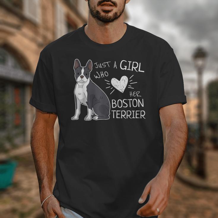 Just A Girl Who Loves Her Boston Terrier Puppy Love Unisex T-Shirt, funny design