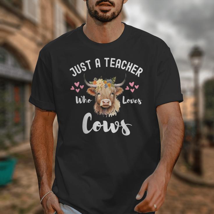 Just A Teacher Who Loves Cows Shirt Cute Highland Cow Unisex T-Shirt, funny design