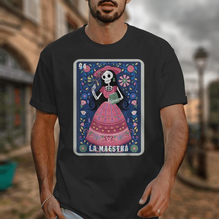La Maestra Halloween Mexican Bingo Card Teacher Lottery Card Unisex T-Shirt, funny design