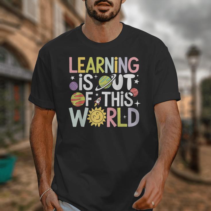 Learning Is Out Of This World Space Teacher Cute Groovy Unisex T-Shirt, Groovy Teacher Gifts, funny design