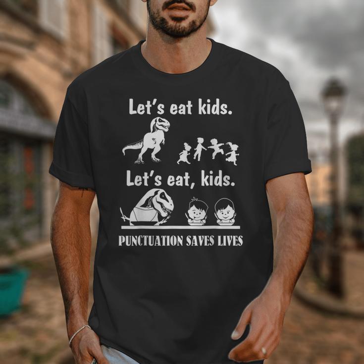 Let's Eat Kids Fun Dinosaurs Grammar Teacher Unisex T-Shirt, funny design Let's Eat Kids Fun Dinosaurs Grammar Teacher Unisex T-Shirt, funny design
