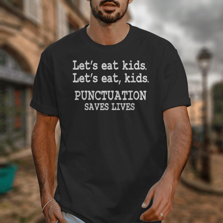 Let's Eat Kids Punctuation Saves Lives Teacher Unisex T-Shirt, funny design Let's Eat Kids Punctuation Saves Lives Teacher Unisex T-Shirt, funny design