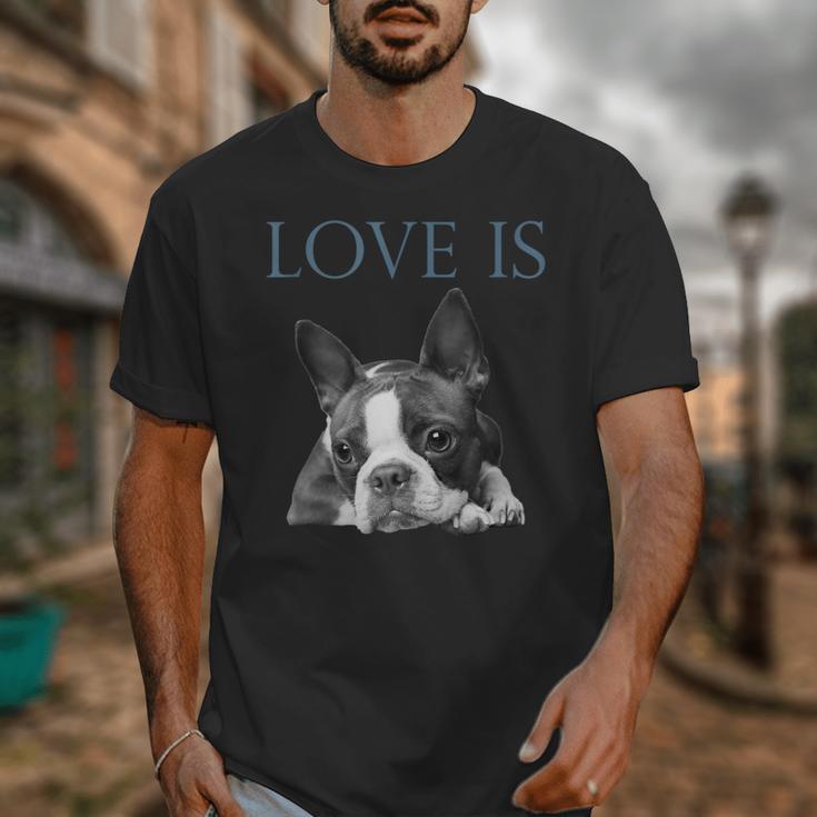 Love Is Boston Terrier Bostie Unisex T-Shirt, funny design