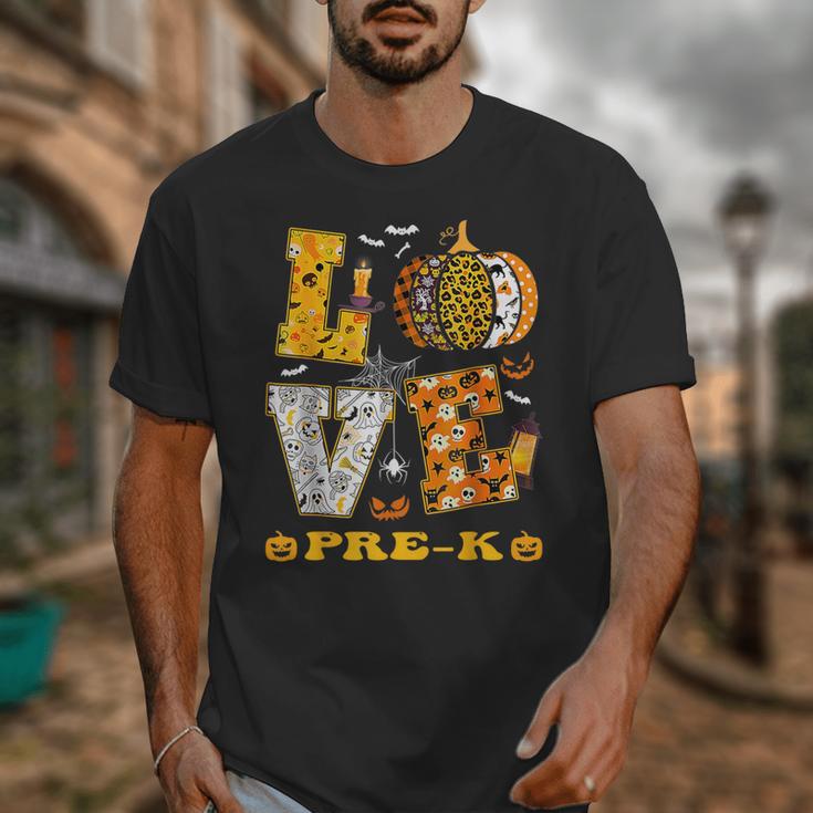 LOVE Pre-K Pumpkin Teacher Student Halloween Costume Unisex T-Shirt, funny design