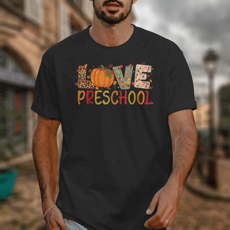 Love Preschool Happy Fall Thanksgiving Women Teacher Unisex T-Shirt, funny design Love Preschool Happy Fall Thanksgiving Women Teacher Unisex T-Shirt, funny design